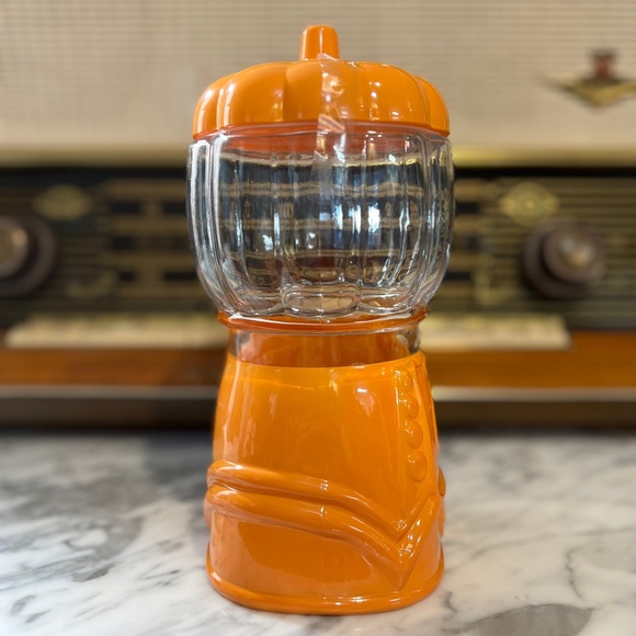 ✨NEW🎃Target Bullseye Playground Orange Pumpkin Glass Gumball Machine Jar🍭 - Picture 5 of 15